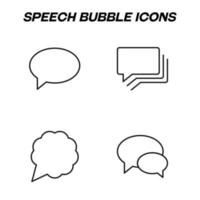 Minimalistic outline signs drawn in flat style. Editable stroke. Vector line icon set with symbols of oval, rectangular and clouded speech bubbles