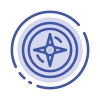 Navigation Compass Location Blue Dotted Line Line Icon vector