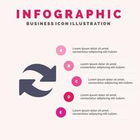 Refresh Reload Rotate Repeat Solid Icon Infographics 5 Steps Presentation Background vector