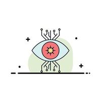 Infrastructure monitoring surveillance vision eye Flat Color Icon Vector