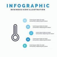 Temperature Thermometer Weather Line icon with 5 steps presentation infographics Background vector