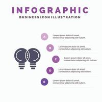 Idea Innovation Mechanic Thinking Solid Icon Infographics 5 Steps Presentation Background vector