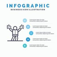 animadora animadora alentar el icono de la línea del ventilador con 5 pasos de fondo de infografía de presentación vector