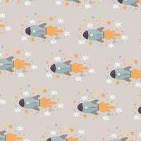 Vector pattern with flying rockets. Spring vector texture for baby design. Flying rocket vector pattern