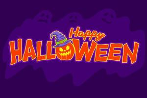 banner de texto de miedo feliz halloween vector