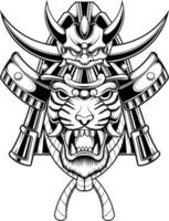 ilustración vectorial de samurai tigre japonés vector