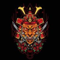 Vector illustration of cat samurai