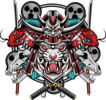 Vector illustration of japanese tiger samurai