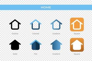 home icon in different style. home vector icons designed in outline, solid, colored, gradient, and flat style. Symbol, logo illustration. Vector illustration