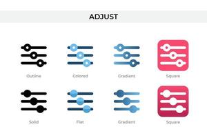 adjust icon in different style. adjust vector icons designed in outline, solid, colored, gradient, and flat style. Symbol, logo illustration. Vector illustration