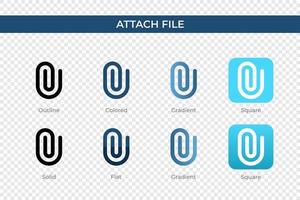 Attach File icon in different style. Attach File vector icons designed in outline, solid, colored, gradient, and flat style. Symbol, logo illustration. Vector illustration