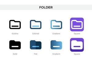folder icon in different style. folder vector icons designed in outline, solid, colored, gradient, and flat style. Symbol, logo illustration. Vector illustration