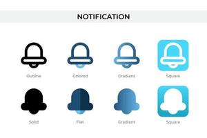 notification icon in different style. notification vector icons designed in outline, solid, colored, gradient, and flat style. Symbol, logo illustration. Vector illustration