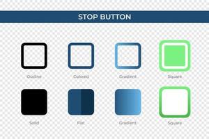 Stop Button icon in different style. Stop Button vector icons designed in outline, solid, colored, gradient, and flat style. Symbol, logo illustration. Vector illustration