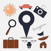 Flat icon set of travel elements vector image