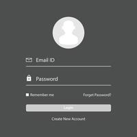 Login screen and Sign In form template for mobile app or website design vector