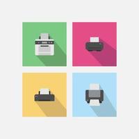 Printer icon vector design with long shadow set