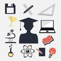 conjunto de imagen de diseño de vector de icono de elemento de educación