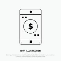 Application Mobile Mobile Application Dollar Line Icon Vector