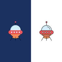 space ship space ship rocket alien Flat Color Icon Vector