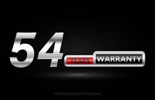 54 years warranty silver logo isolated on black background, vector design for product warranty, guarantee, service, corporate, and your business.