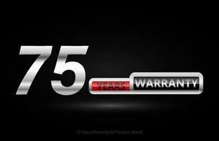 75 years warranty silver logo isolated on black background, vector design for product warranty, guarantee, service, corporate, and your business.