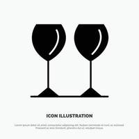 Glass Glasses Drink Hotel Solid Black Glyph Icon vector