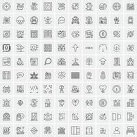 conjunto de 100 iconos de línea de negocios creativos vector