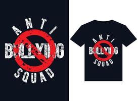 Anti Bullying Squad illustrations for print-ready T-Shirts design vector