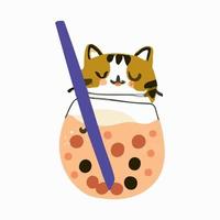 Bubble Tea Cat Set. Vector. vector