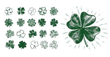 Clover set. Patrick's day. Hand drawn illustration. vector