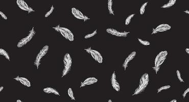 Feathers on white background. Hand drawn sketch style. vector