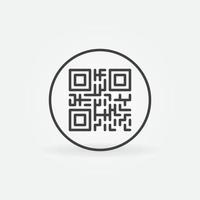 Circle with QR Code linear vector concept icon