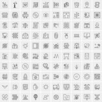 paquete de 100 iconos de líneas universales para móviles y web vector