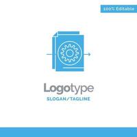 Document File Gear Settings Blue Solid Logo Template Place for Tagline vector