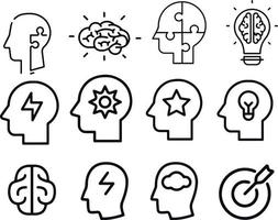 psicología y línea mental iconos diseño vectorial vector