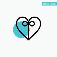 Heart Gift Ribbon turquoise highlight circle point Vector icon