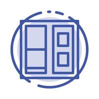 Building House Door Blue Dotted Line Line Icon vector