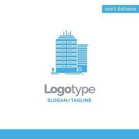 Building Skyscraper Office Top Blue Solid Logo Template Place for Tagline vector