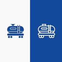 línea de contaminación del tanque de aceite y glifo icono sólido bandera azul línea y glifo icono sólido bandera azul vector