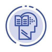 Knowledge Book Head Mind Blue Dotted Line Line Icon vector