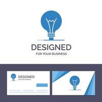 tarjeta de visita creativa y plantilla de logotipo idea innovación invención bombilla vector ilustración