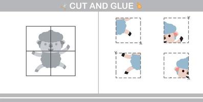 Cut and Glue of cute sheep,education game for kids age 5 and 10 Year Old vector