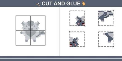 Cut and Glue of cute skunk,education game for kids age 5 and 10 Year Old vector