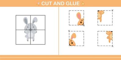 Cut and Glue of cute rabbit,education game for kids age 5 and 10 Year Old vector