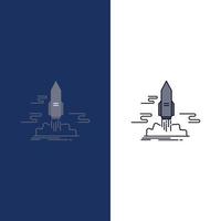 launch Publish App shuttle space Flat Color Icon Vector