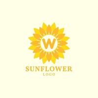 letra w girasol cálido y encantador diseño de logotipo vectorial vector