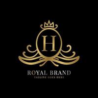 letter H royal crest vector logo design for vintage brand and beauty care initial