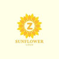 letra z girasol cálido y encantador diseño de logotipo vectorial vector