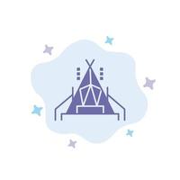 Camp Tent Camping Blue Icon on Abstract Cloud Background vector